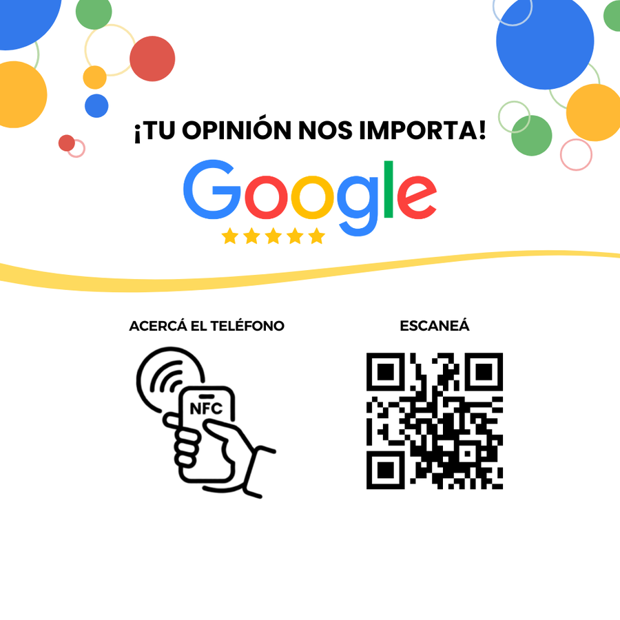 Placa Chasquido con QR y NFC para reseñas de Google